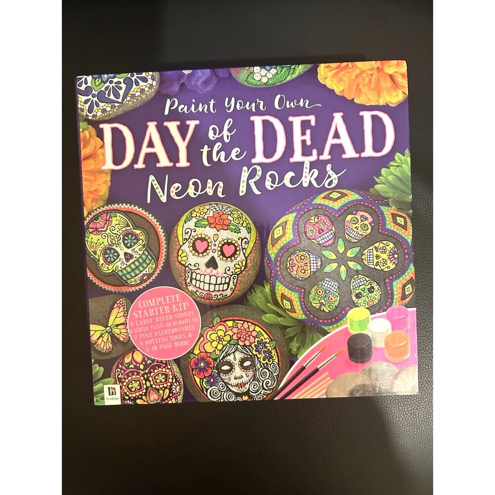 Paint your own Day of the dead neon painted rocks